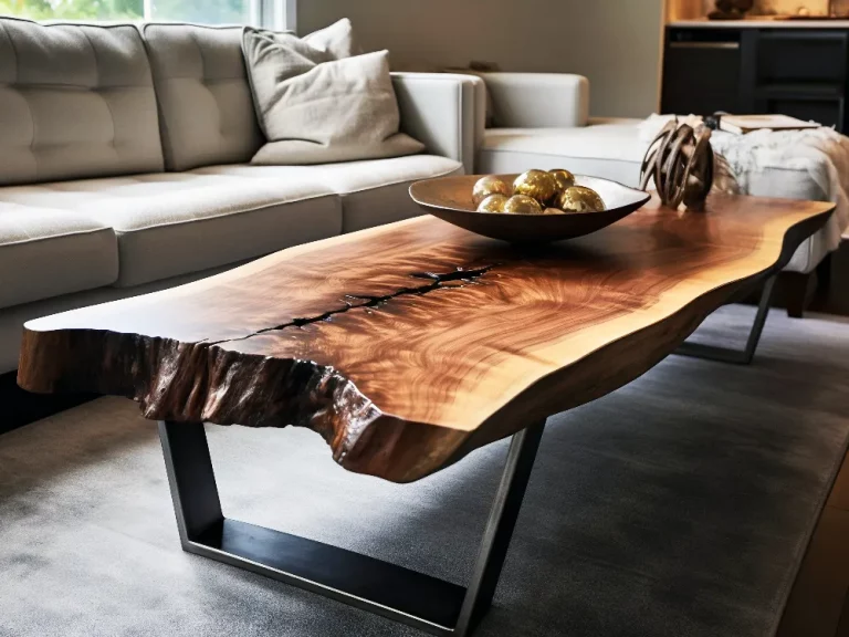 bespoke home feature log natural edge coffee table.