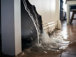 burst pipe repair damages interior wall in Dallas TX