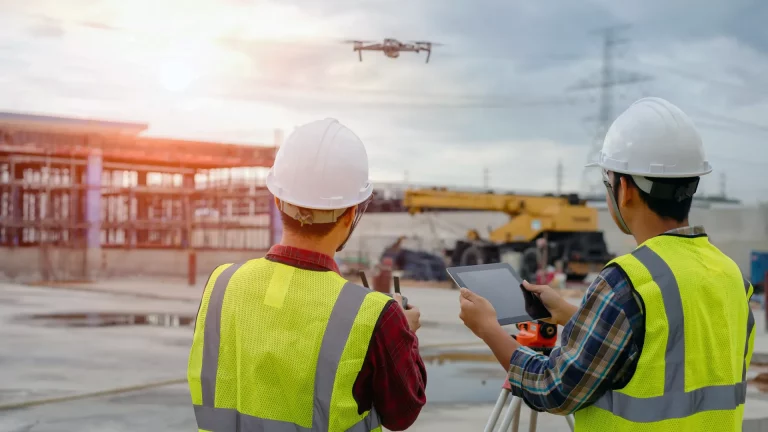 Commercial Construction technology drone flying in Fort Worth, TX